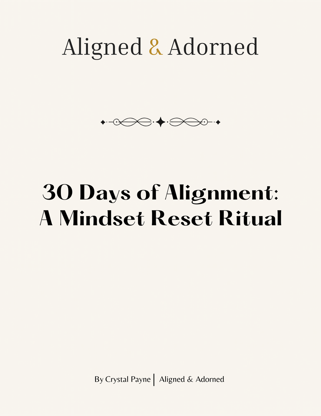 Book cover of '30 Days of Alignment: A Mindset Reset Ritual' by Crystal Payne on a white background.