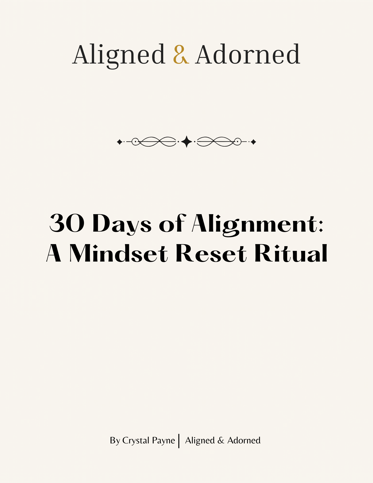 Book cover of '30 Days of Alignment: A Mindset Reset Ritual' by Crystal Payne on a white background.